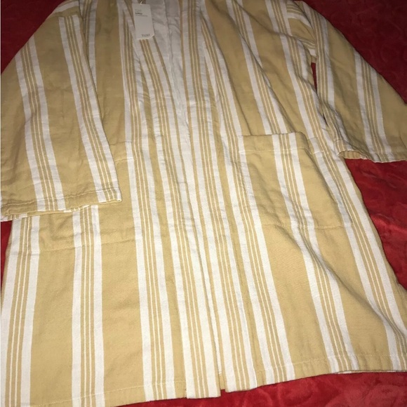 EILEEN FISHER REED STRIPED ORGANIC COTTON DOUBLEWEAVE KIMONO JACKET XXS - Picture 2 of 8